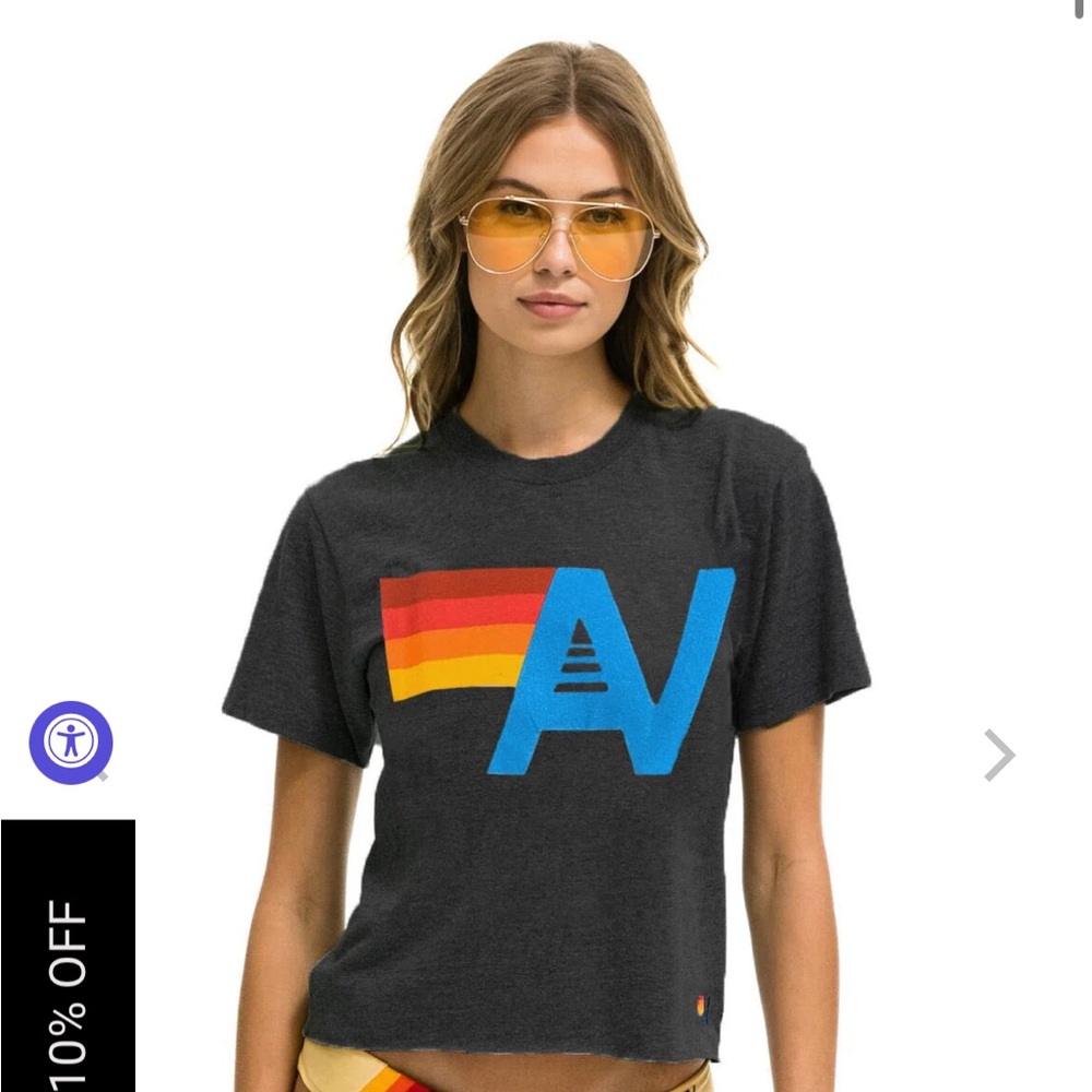 Aviator Nation LOGO BOYFRIEND TEE - CHARCOAL